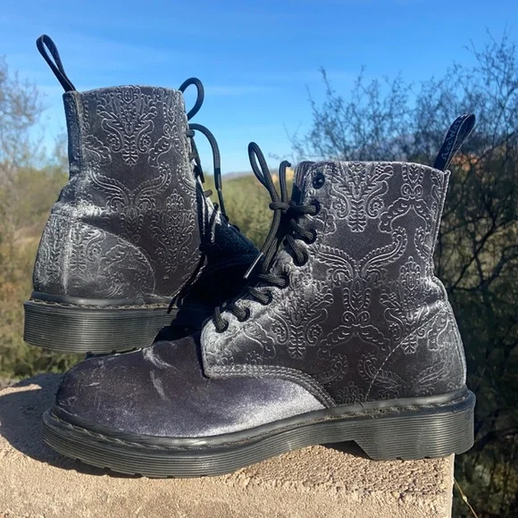 Rare Dr. Martens 1460 Brocade Velvet Paisley Boots - Picture 11 of 16